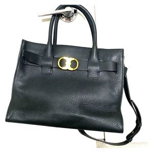 EUC large Tory Burch Gemini Leather Black Satchel